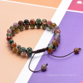 New 6mm Indian agate double row bracelet natural aspect onyx agate hand woven winding adjustable bracelet